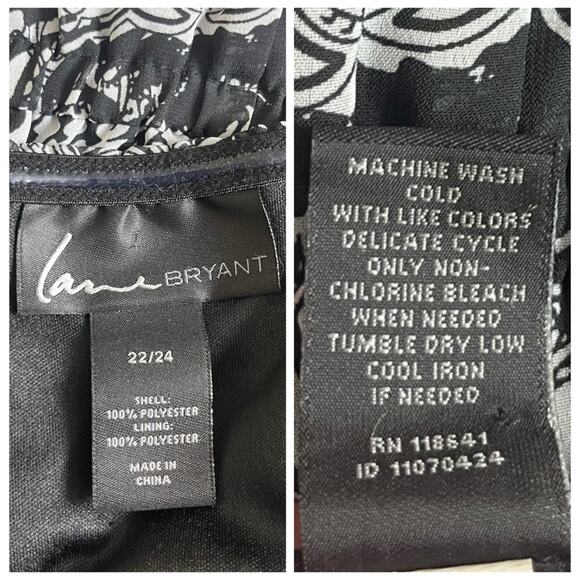 Lane Bryant Maxi Dress Ruffle Top Chiffon Blouson Black White Women’s Size 22/24 - Picture 11 of 12